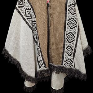 Elegant Tan and Cream Poncho